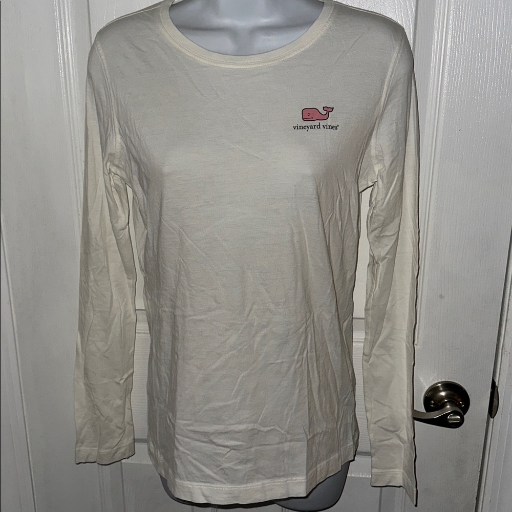 VINEYARD VINES Women’s Long Sleeve Tee Shirt White/Pink Size Small